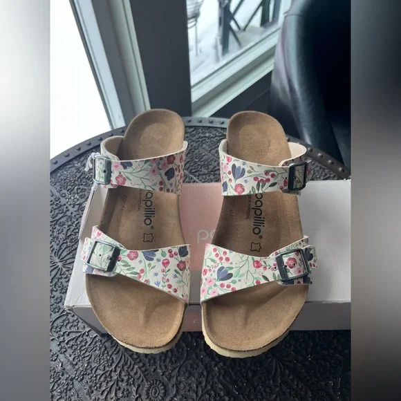 PAPILLIO BIRKENSTOCK DOROTHY MEADOW FLOWERS BEIGE 38 EU 7-7.5 US - Picture 5 of 7